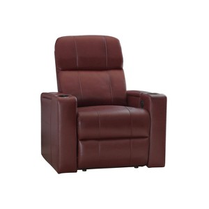Ronnie Leather Power Theatre Recliner Red - Abbyson Living
