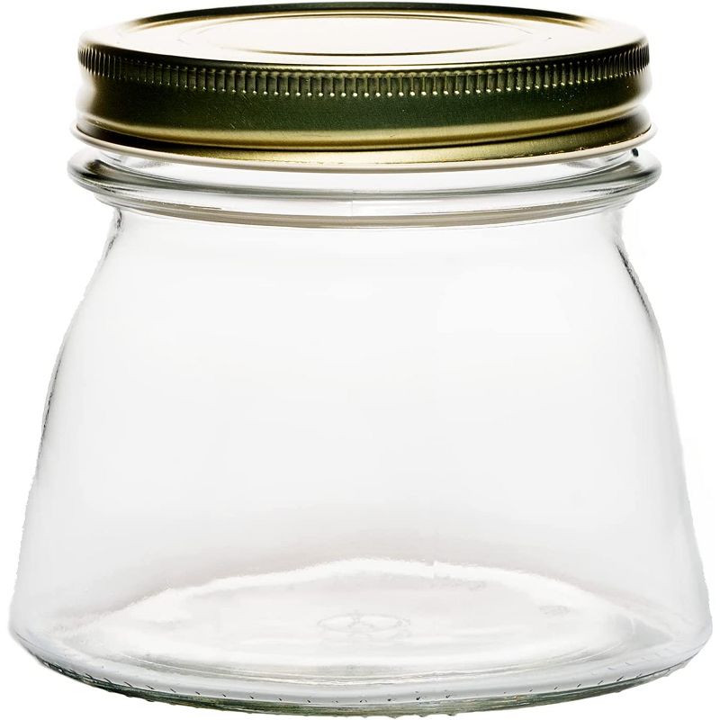 Amici Home Cantania Canning Jar, Airtight, Italian Made Food Storage Jar Clear with Golden Lid, 6-Piece,18 oz., 2 of 4