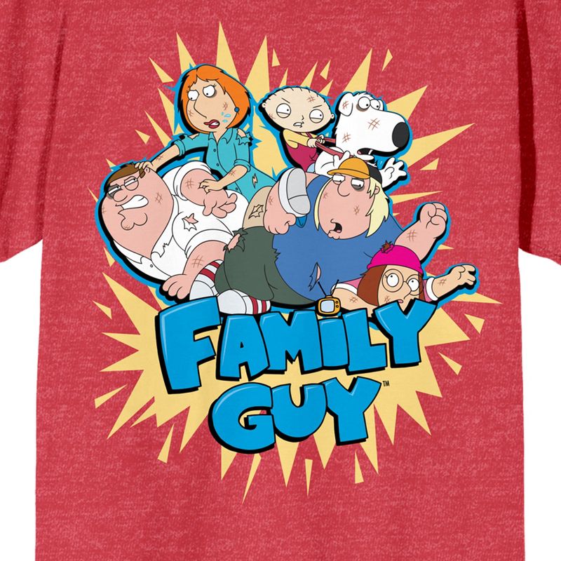 Family Guy Character Art and Title Logo Women's Red Short Sleeve Crew Neck Tee, 2 of 4