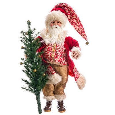 Allstate Floral 24" Red and White Santa Claus Holding Tree Christmas Tabletop Decor