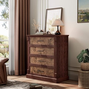 Farmhouse 4-Drawer Dresser w/ Metal Pulls - Rustic Wood Tall Chest for Bedroom Focused or Multi-Room Use, TV Stand - 1 of 4