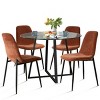 5-Piece Small Round Glass Dining Table Set For 4, Home Kitchen Round Table with 4 Upholstered Armless Chairs for Apartment, Dining Room-Maison Boucle - 2 of 4