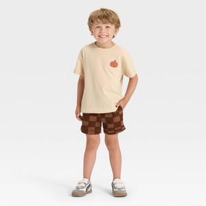 Toddler Boys' Short Sleeve Pumpkin Spice French Terry T-Shirt and Shorts Set - Cat & Jack™ Khaki - 1 of 4