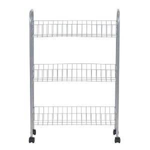 Household Essentials Slim Storage Cart, 3 Shelf Storage Cart with Wheels, Silver - 1 of 4