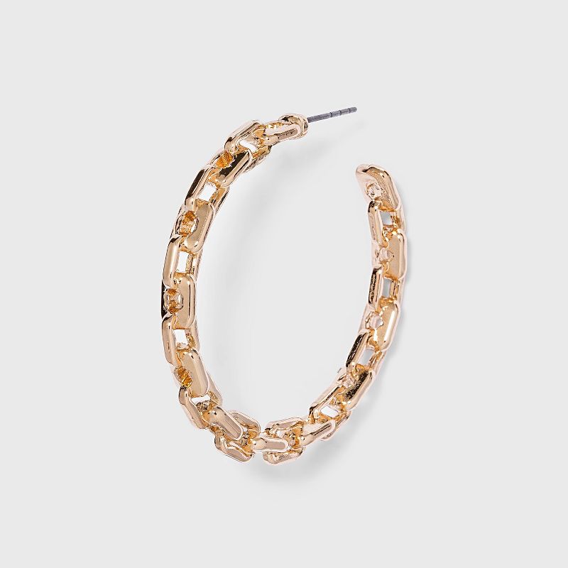 Gold Frozen Chain Hoop Earrings - A New Day&#8482; Gold, 4 of 5