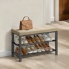 Shoe Bench, Storage Bench, Entryway Bench with Cushion, Shoe Shelf with Seat, Storage Organizer with Foam Padded Seat Linen Metal Frame - 2 of 4