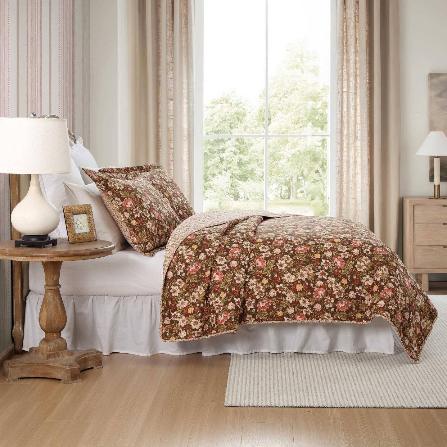 Комплект с покрывалом Laura Ashley King Marta Quilt Set Brown, цвет: Коричневый — фото 2
