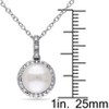 EVERLY JEWELRY | Sterling Silver 1/10 CT TW Diamond and 8 MM White Cultured Freshwater Pearl Halo Pendant with Chain, 18" - 3 of 4
