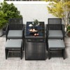 Costway 5 PCS PE Wicker Patio Dining Set Outdoor Conversation Set with Cushions - 4 of 4