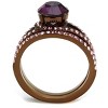 Slickblue Women’s Stainless Steel Ring with Blue Zircon or Amethyst Crystal, Round Style, Fashion Ring, Sizes 5-10 - 3 of 4