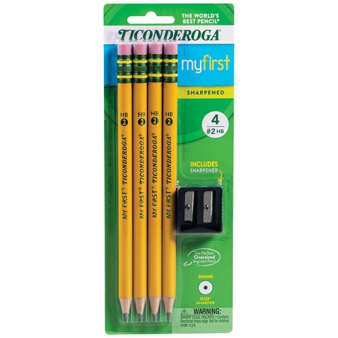 4ct TICONDEROGA My First Pencils + Sharpener +Bonus- 12ct X13812 Pencils