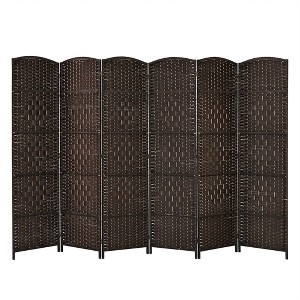 Costway 6-Panel Room Divider 6Ft Weave Fiber Folding Privacy Screen Brown\Black - 1 of 4