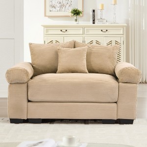 Christopher Knight Home Crane 54.3" Oversized Corduroy Single Sofa with Ottoman - 1 of 4