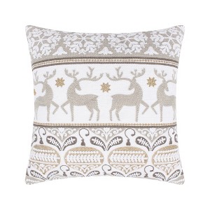 O Christmas Tree White Reindeer Dance Pillow 18x18 - 1 of 4