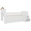 Vynxaria Twin Low Loft Bed House Shape Headboard 4 Storage Drawers Solid Wood White Kids Loft Bed with Guardrails Stairs - 4 of 4