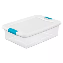 Sterilite 32-Qt Clear & Blue Stackable Latching Storage Box Container