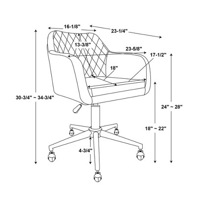 ErgoQuilt 25'' Off-White Fabric Swivel Office Chair with Gold Metal Base