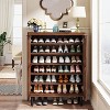 MOEPISY Modern Walnut Wooden 6-Tier Shoe Cabinet with Louvered Doors - 4 of 4