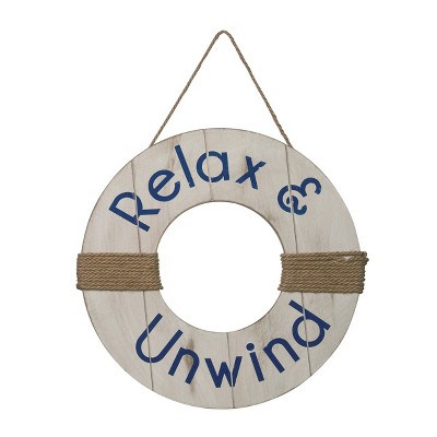 Transpac Wood 18" Multicolored Spring Life Preserver Door Decor