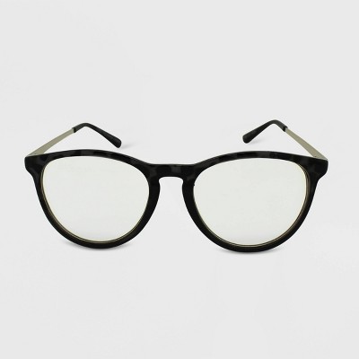 Women's Matte Tortoise Print Round Blue Light Filtering Glasses - Wild Fable™ Gray