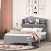 Platform Bed, Wood Twin Size Platform Bed Frame with Storage Headboard and Wood Slat Support, Wood Modern House Style Bed for Kids Grown-ups, Grey - 2 of 4
