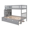Sapphtopaz Wood Twin Over Full Bunk Bed with Twin Size Trundle,Bunk Bed Frame with Drawers&Stairs,Space-Saving Versatility Storage Bed for Teens - 4 of 4