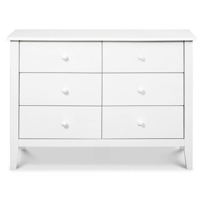 White Pine Wood Double Dresser with Six Drawers