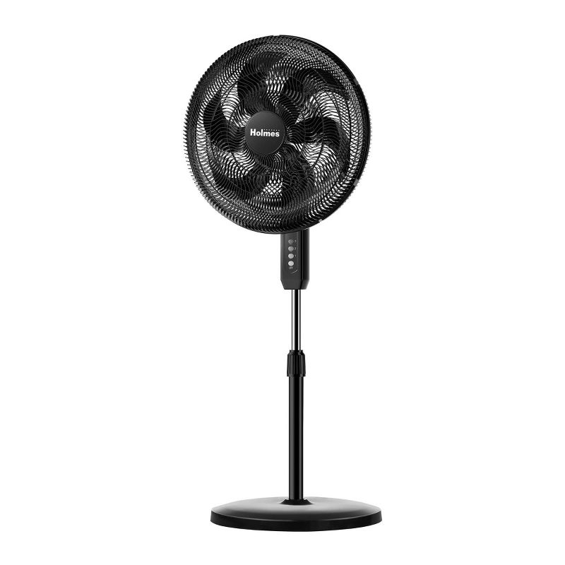 Holmes Big Breeze 16&#34; Manual Oscillating 3-Speed Powerful Airflow Stand Fan Black, 1 of 9