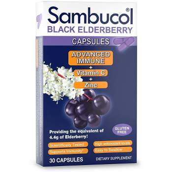Sambucol Black Elderberry Advanced Immune Support Capsules with Vitamin C and Zinc - 30ct