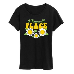 Women's - Instant Message - I Know A Place Flowers Short Sleeve Graphic T-Shirt - 1 of 4