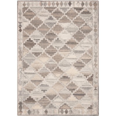 Gray Geometric Handmade Wool 5' x 8' Area Rug