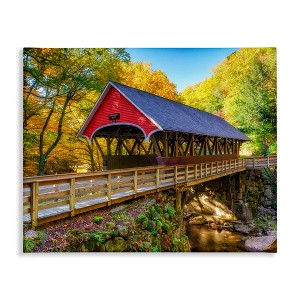 Stupell Industries Red Covered Bridge Woodland Creek, 48" x 36" - 1 of 4