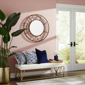 Modern Decorative Wall Mirror - Round Metal Frame with Glass - Stylish Accent for Home, Office, Bedroom, or Living Room - 28" Gold Metallic - 1 of 4