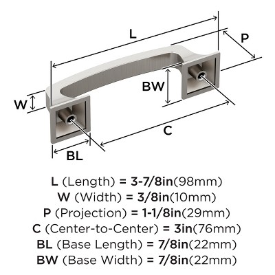 Satin Nickel 3 Inch Center-to-Center Cabinet Drawer Pull