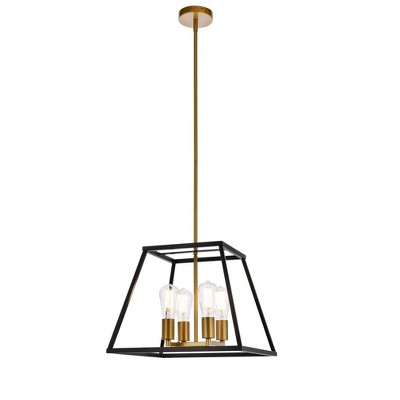 Elegant Lighting Declan 16 inch pendant in black and brass