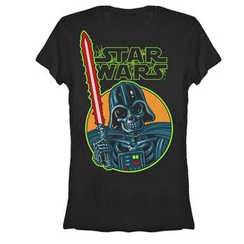Juniors Womens Star Wars Halloween Vader Skeleton T-Shirt