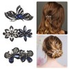 Unique Bargains 3 Pcs Hair Clips Hair Accessories for Women Hair Barrettes Sparkly Rhinestones Hairpin Blue Black - 2 of 4