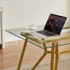 PAGED Round Dining Table Modern Kitchen Table with Glass Tabletop and Metal Legs, 35.4" Living Room Table for 1/4 Person - 3 of 4