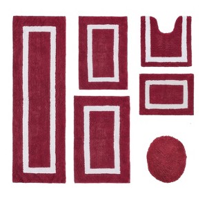 Hotel Bath Rug 100% Premium Cotton Tufted Weave Two Tone Reversible 6 Piece Bathroom Rug Set, Super Soft & Water Absorbent, Machine Washable Bathmat - 1 of 4