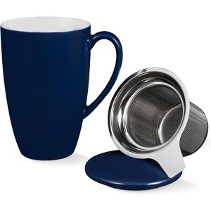 16 Oz Porcelain Tea Cup with Infuser and Lid, Loose Leaf Tea Mug, Microwave Dishwasher Safe Steeping Tea Cup - 1 of 3