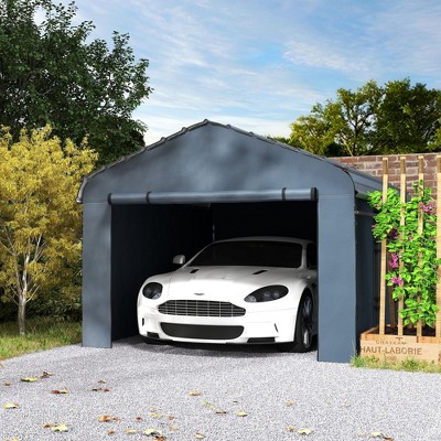 12' x 20' Dark Gray Metal Carport with Removable Sidewalls