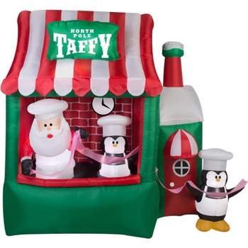 Gemmy Animated Christmas Airblown Inflatable North Pole Taffy Stand, 7 ft Tall, Multicolored