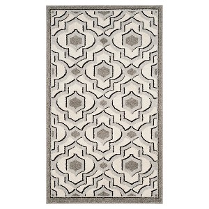 Ivory/Gray Geometric Loomed Accent Rug - (3