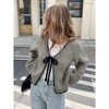 Women's Casual Knit Cardigan Front Tie Bell Long Sleeves Open Front Lightweight Sweater Cardigan - 2 of 4