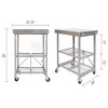 Origami Foldable Wheeled Portable Solid Wood Top Kitchen Island Bar Cart - 2 of 4
