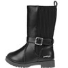 bebe Toddler Girl's Tall Comfortable Round Toe High Boots with Knit Panel and bebe Rivet with Buckle Strap - 3 of 4