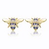 Guili Wasp Sterling Silver 14K Yellow Gold Plated with Emerald or Sapphire Cubic Zirconia Pave Stud Earrings for a Bold and Stylish Statement Look - 4 of 4