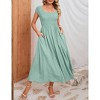 Women's Maternity Dress Casual Summer Round Neck Short Sleeve Smocked High Waist Maxi Dress with Pockets - 2 of 4
