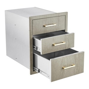 Stainless Steel Outdoor Kitchen Door Drawer Combo - Triple Drawers & Access Door,Propane Storage & Adjustable Garbage Ring - 1 of 4