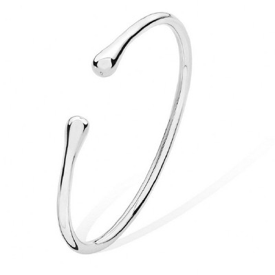 Lucy Quartermaine Twist Drop Bangle - Unique Sterling Silver Design, Small